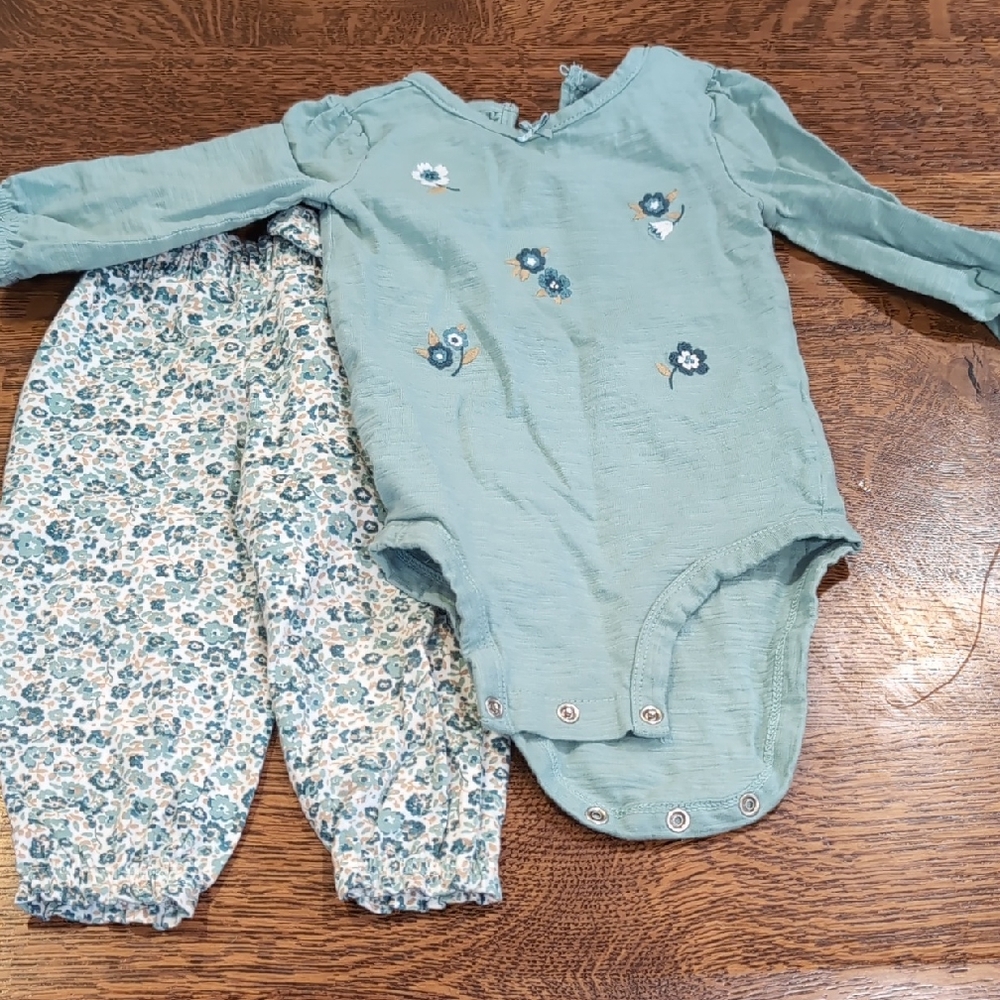 Carters Floral Embroidered Baby Outfit
